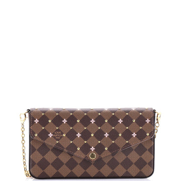 Louis Vuitton Felicie Pochette Flower Printed Studded Damier