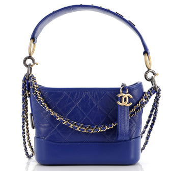 Chanel Gabrielle Hobo with Logo Handle Quilted Aged Calfskin Small