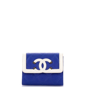 Chanel Filigree Flap Coin Purse Quilted Caviar