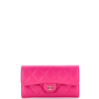 Chanel CC Gusset Classic Flap Wallet Quilted Caviar Medium