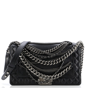 Chanel Boy Flap Bag Enchained Lambskin New Medium