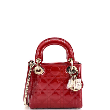 Christian Dior Lady Dior Chain Bag Cannage Quilt Patent Mini