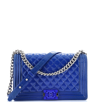 Chanel Boy Flap Bag Quilted Plexiglass Patent New Medium