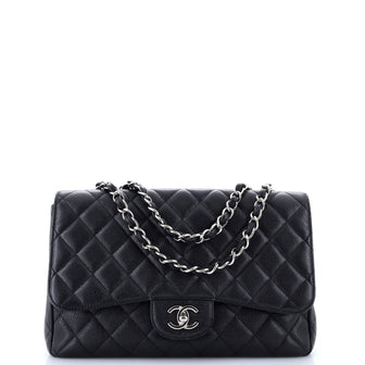Chanel Classic Single Flap Bag Quilted Caviar Jumbo