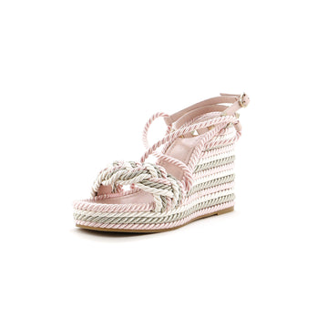 Valentino Garavani Women's Rockstud Torchon Espadrille Wedge Sandals Leather and Cord