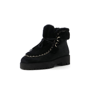 Chanel Women's Chain Snow Ankle Boots Calf Hair and Shearling