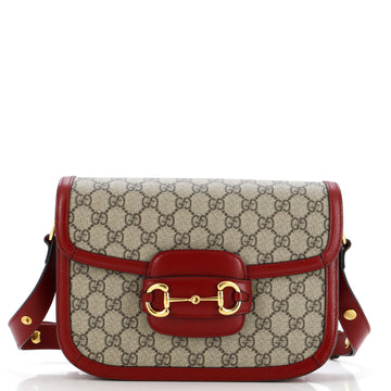 Gucci Horsebit 1955 Shoulder Bag GG Coated Canvas with Leather Small