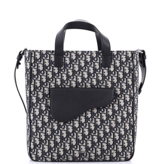 Christian Dior Saddle Tote Oblique Canvas and Leather Tall