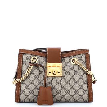 Gucci Padlock Chain Tote GG Coated Canvas Small