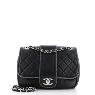 Chanel Elementary Chic Flap Bag Quilted Lambskin with Tweed Detail Small