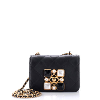 Chanel Resin and Pearl CC Full Flap Bag Quilted Calfskin Mini