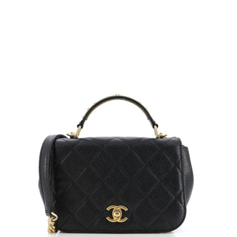 Chanel Carry Around Flap Bag Quilted Caviar Mini