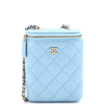 Chanel Vertical Classic Vanity Case with Chain Quilted Caviar Small