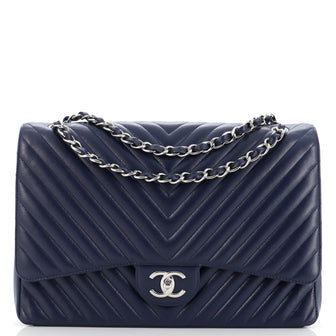 Chanel Classic Double Flap Bag Chevron Caviar Maxi