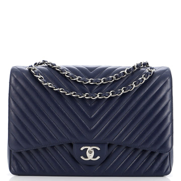 Chanel Classic Double Flap Bag Chevron Caviar Maxi