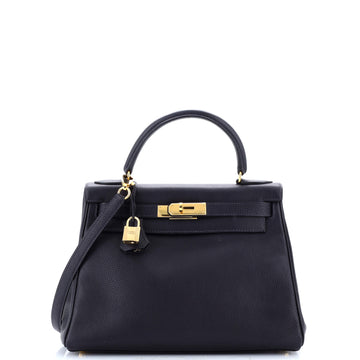 Hermes Kelly Handbag Blue Togo with Gold Hardware 28
