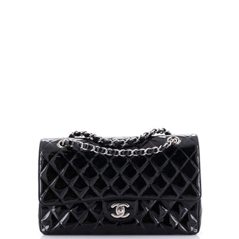 Chanel Vintage Classic Double Flap Bag Quilted Patent Medium