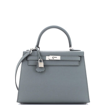 Hermes Kelly Handbag Green Epsom with Palladium Hardware 28