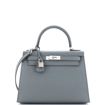 Hermes Kelly Handbag Green Epsom with Palladium Hardware 28