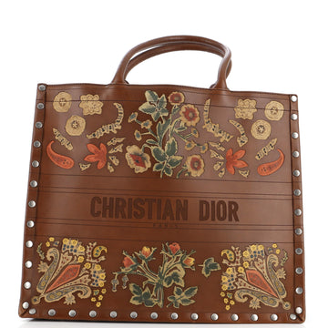 Christian Dior Book Tote Embroidered Studded Leather Large