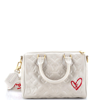 Louis Vuitton Speedy Bandouliere Bag Limited Edition Fall in Love Monogram Embossed Lambskin 22
