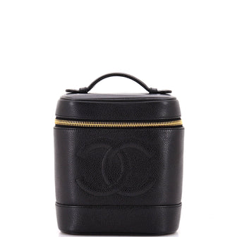 Chanel Vintage Timeless Cosmetic Case Caviar Tall