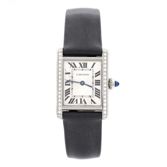 Cartier Must de Cartier Tank Quartz Watch Stainless Steel and Satin with Diamond Bezel 22
