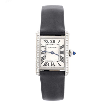 Cartier Must de Cartier Tank Quartz Watch Stainless Steel and Satin with Diamond Bezel 22