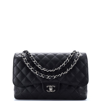 Chanel Classic Double Flap Bag Quilted Caviar Jumbo