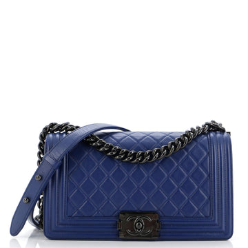 Chanel Boy Flap Bag Quilted Lambskin Old Medium