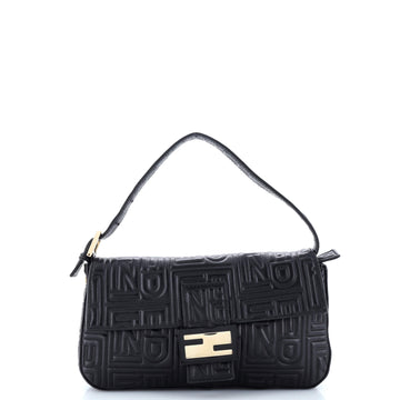 Fendi Baguette Bag Logo Embossed Leather Small