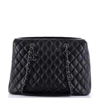 Chanel City Shopping Tote Quilted Caviar Large