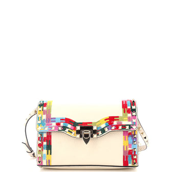 Valentino Garavani Rockstud Flip Lock Flap Bag Embroidered Leather Small