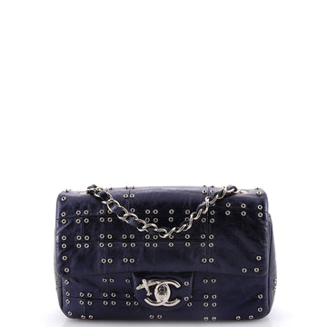 Chanel Airlines Classic Single Flap Bag Grommet Studded Calfskin Mini