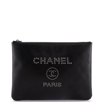 Chanel Deauville Pouch Studded Caviar Medium