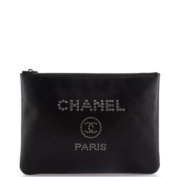 Chanel Deauville Pouch Studded Caviar Medium