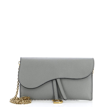 Christian Dior Saddle Chain Wallet Leather