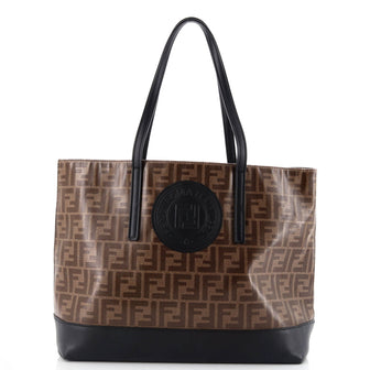 Fendi FF Logo Stamp Shopping Tote Zucca Coated Canvas Medium