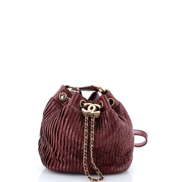 Chanel Coco Pleats Drawstring Bag Pleated Crumpled Calfskin Small