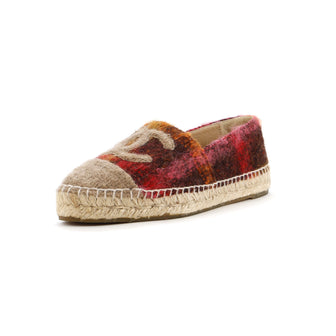 Chanel Women's CC Cap Toe Espadrilles Tweed with Grosgrain