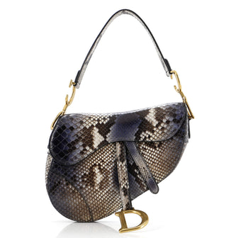 Christian Dior Saddle Handbag Python Medium