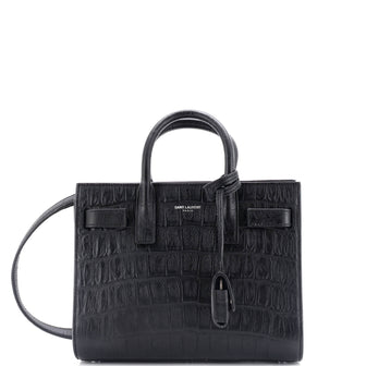 Saint Laurent Sac de Jour Bag Crocodile Embossed Leather Nano