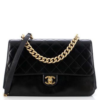 Chanel Paris-Cosmopolite Straight Lined Flap Bag Quilted Aged Calfskin Medium
