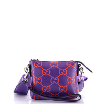 Gucci Convertible Messenger Bag GG Embossed Perforated Leather Small