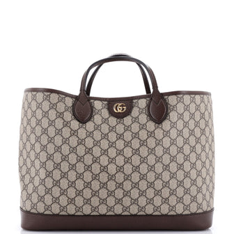 Gucci Ophidia Top Handle Shopping Tote GG Coated Canvas and Leather Medium