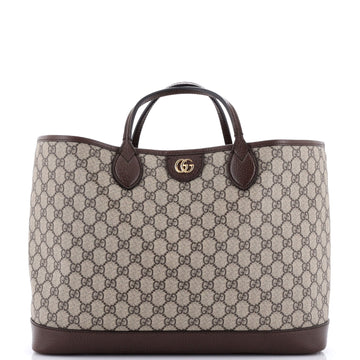 Gucci Ophidia Top Handle Shopping Tote GG Coated Canvas and Leather Medium