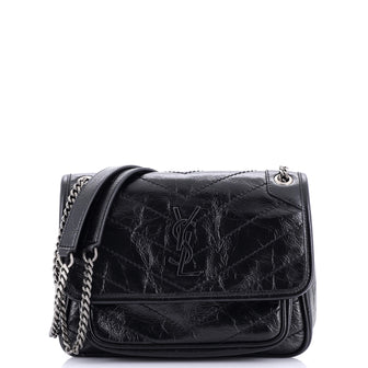 Saint Laurent Niki Chain Flap Bag Matelasse Chevron Leather Baby