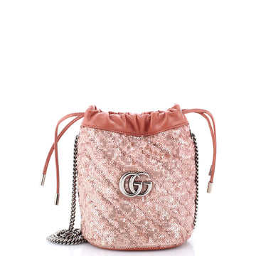 Gucci GG Marmont Bucket Bag Diagonal Quilted Sequins Mini