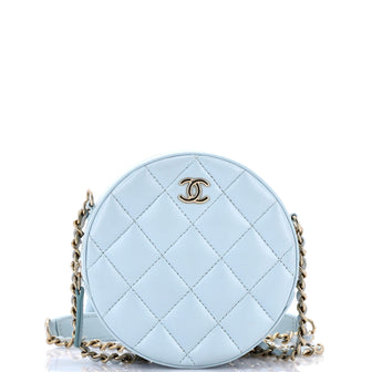 Chanel Bow Strap Round Clutch with Chain Quilted Lambskin