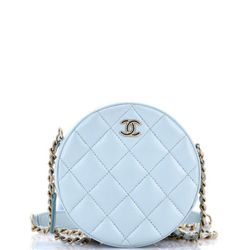 Chanel Bow Strap Round Clutch with Chain Quilted Lambskin